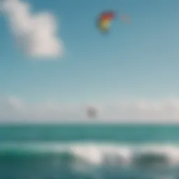 A colorful kite soaring over turquoise waters during a kitesurfing class