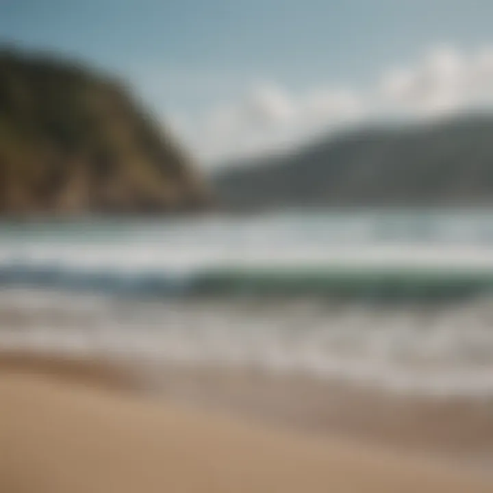 Stunning beach view with surfers ready to ride the waves