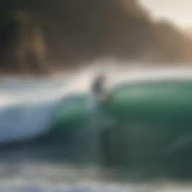 A surfer practicing techniques on calm waters