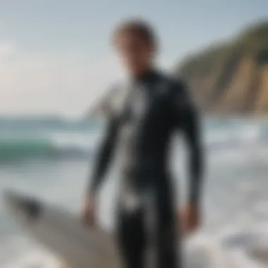 Surfer preparing for a session with essential wetsuit gear