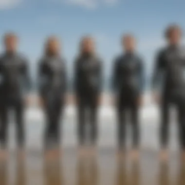 Illustration showing different wetsuit body types for fitting