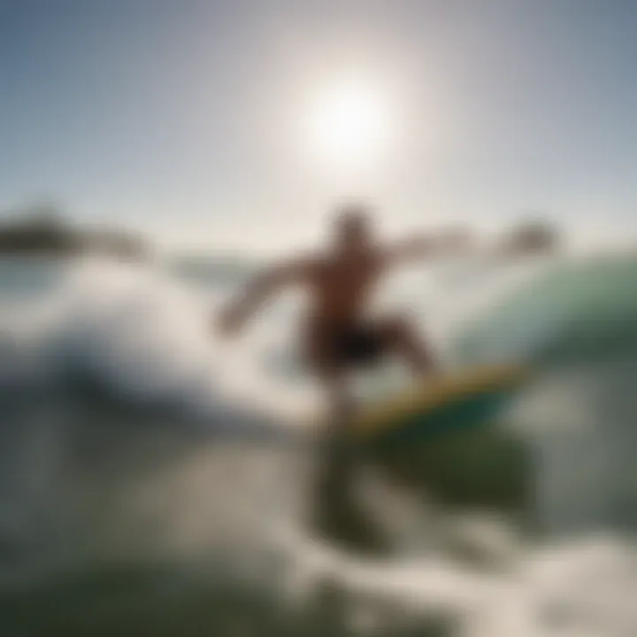 An individual enjoying a thrilling ride on a boogie board in the ocean