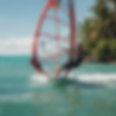 Windsurfing Action at Cabarete Beach Windsurfers gliding across the turquoise waters of Cabarete