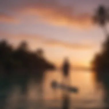 Serene paddleboarding at sunset