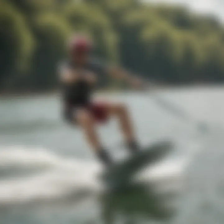 Beginner wakeboarder in action