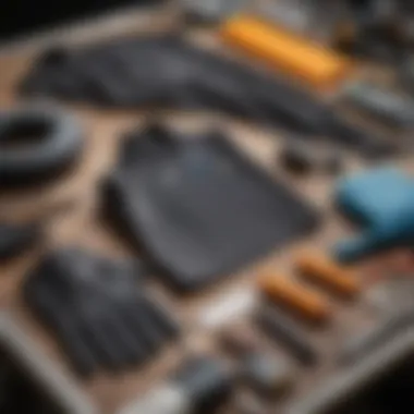 Visual representation of wetsuit maintenance tools including neoprene glue