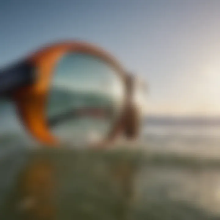 Close-up of advanced lens technology for surf sunglasses