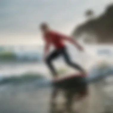 Surfer with Waterproof Camera A surfer capturing waves with a waterproof camera