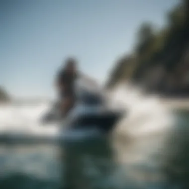 A vlogger capturing footage while jet skiing on a sunny day.