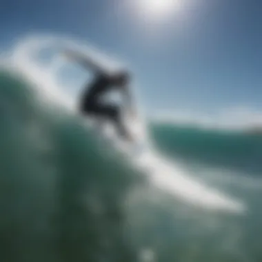 A diver demonstrating the maneuverability of an underwater surfboard