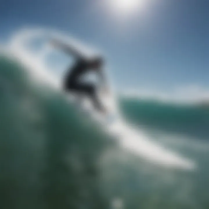 A diver demonstrating the maneuverability of an underwater surfboard