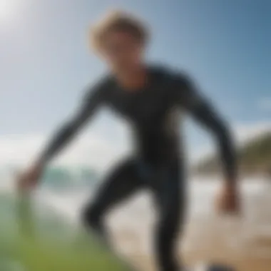 Surfer Applying Wax Removal Method Surfer applying wax removal method