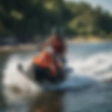 A scenic view of a watersport activity in progress