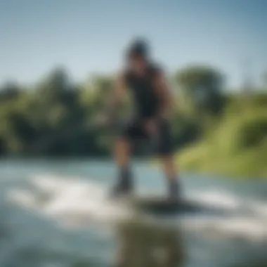 Eco-Friendly Electric Wakeboarding Adventure Rider enjoying an eco-friendly electric wakeboarding experience