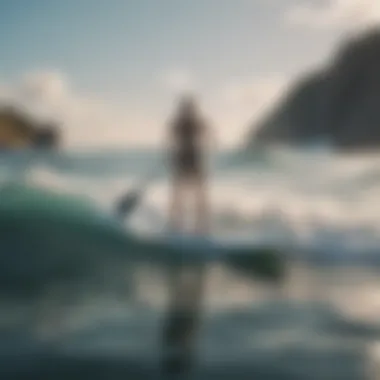 Inflatable Paddle Board in Action Inflatable paddle board on ocean waves