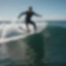 A sleek electric surfboard gliding over the ocean waves