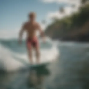 Action shot of surfer wearing Billabong Lorax boardshorts in ocean waves