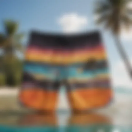 Vibrant display of Billabong Lorax boardshorts on a surfboard