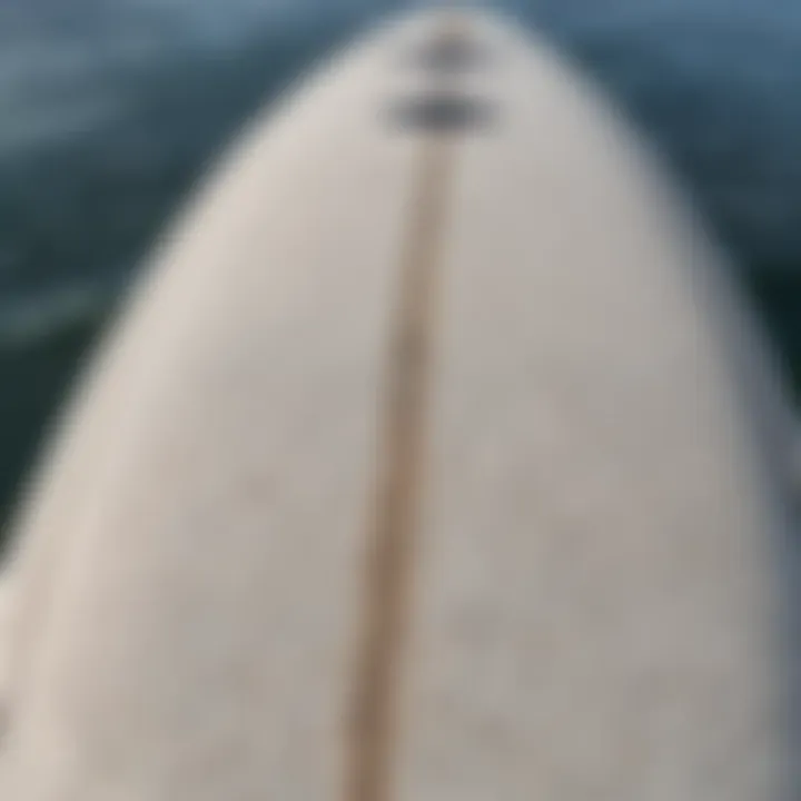 Close-up of the surfboard's texture and materials