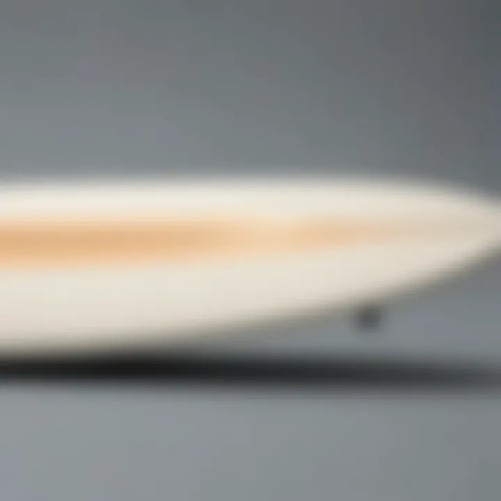 Profile shot highlighting the dimensions of the surfboard