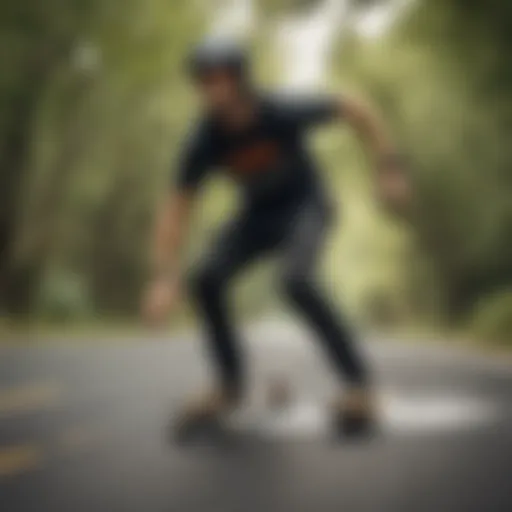 Rider demonstrating advanced free riding techniques on a longboard