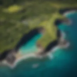 Breathtaking aerial view of Honolua Bay's turquoise waters and lush coastline.