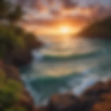 Sunset at Honolua Bay Sunset view over Honolua Bay, highlighting the tranquil atmosphere of the preserve.