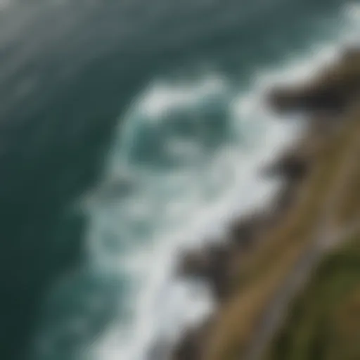 Aerial view of the Wild Atlantic Way coastline with crashing waves