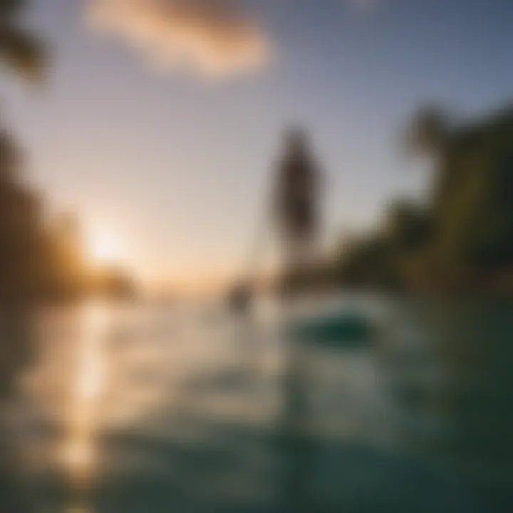 Paddleboarding at sunset