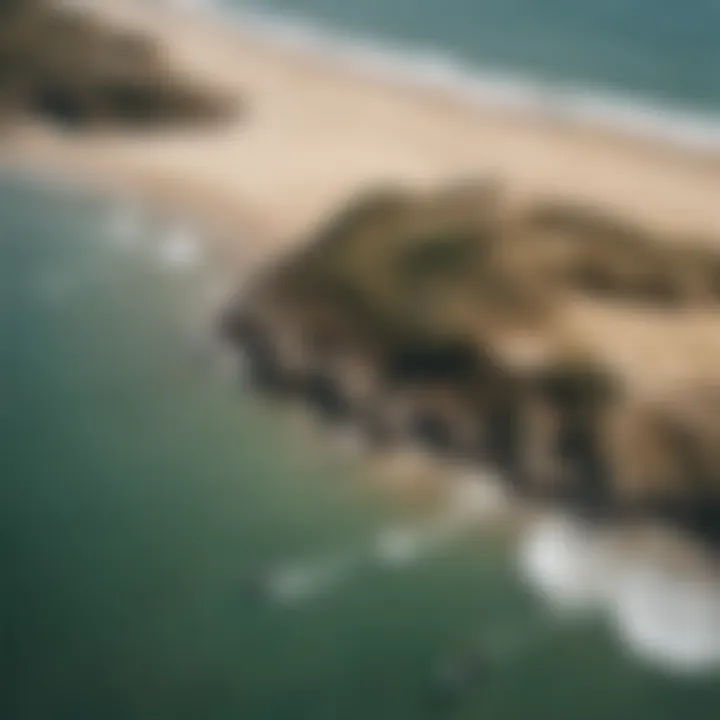 Aerial view of a popular kitesurfing spot in Peru