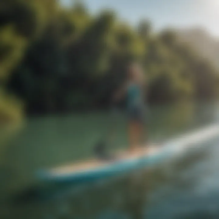 An individual enjoying a leisurely ride on a motorized paddle board