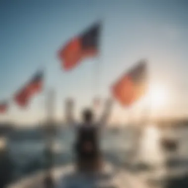 A sailor signaling with flags during a regatta