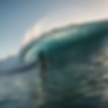 Surfer catching a wave during the day