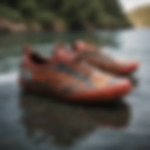 Close-up of O'Neill water shoes showcasing unique design elements