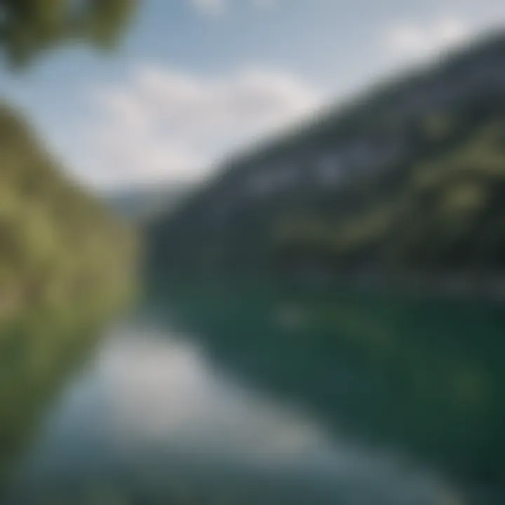 Scenic view of popular paddleboarding route at Lake Austin