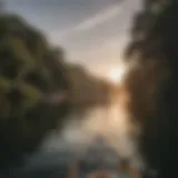 Serene paddleboarding experience on Lake Austin during sunset