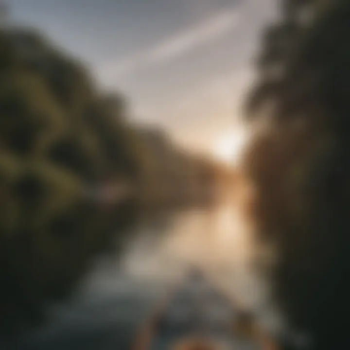 Serene paddleboarding experience on Lake Austin during sunset