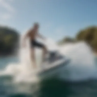 An engaging watersport activity enriched by the presence of a pool wave maker in action