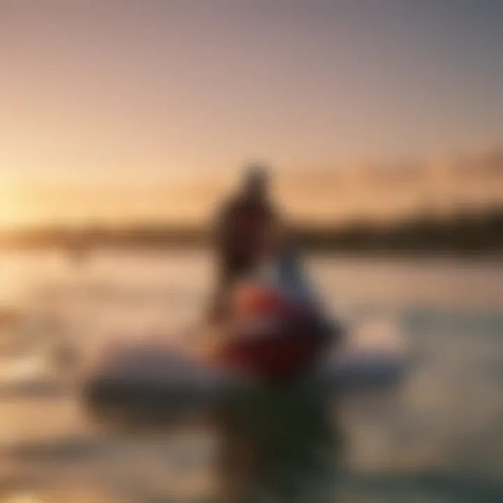 A breathtaking view of watersports in action during sunset