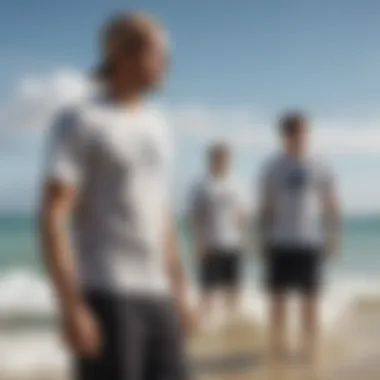 Group of watersports enthusiasts wearing Rip Curl tee shirts