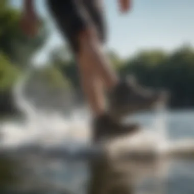 Footwear in action during a watersport activity