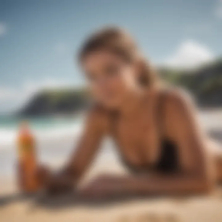 Illustration of a watersports enthusiast applying Sun Bum Mineral Tint at the beach