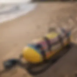 Stylish surfboard day bag on the beach