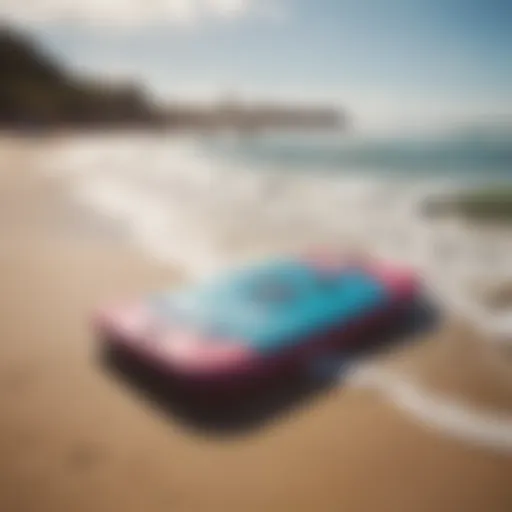 Vibrant boogie boards on a sunny beach