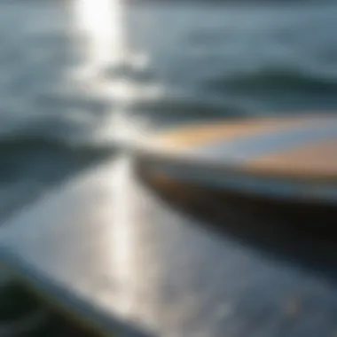 Close-up of the advanced technology integrated into an electric foil surfboard.