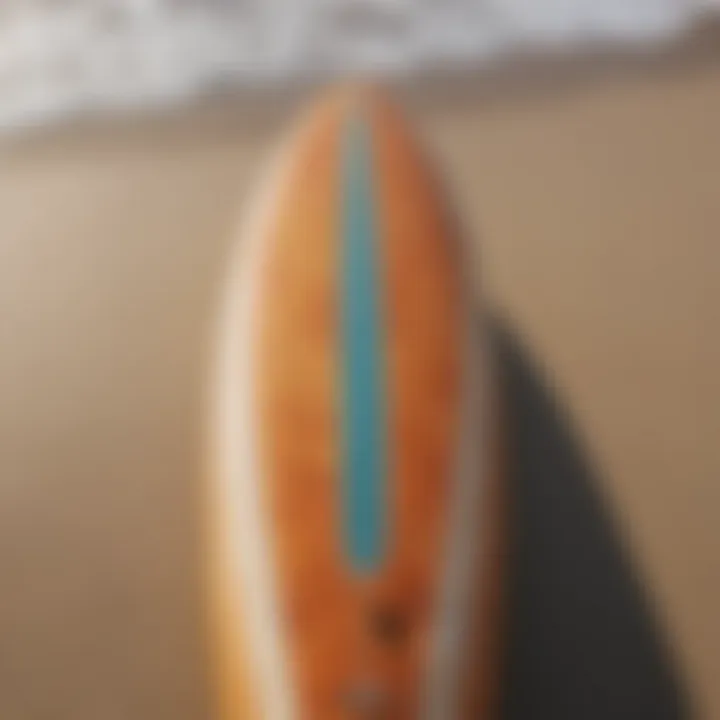 Detailed view of surfboard components and design elements