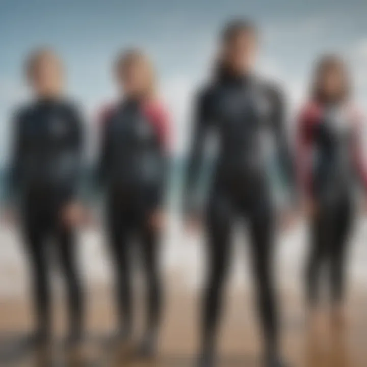 Illustration showcasing various types of wetsuit tops