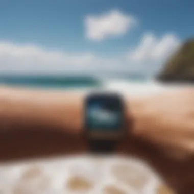 Surfing location with Apple Watch on display