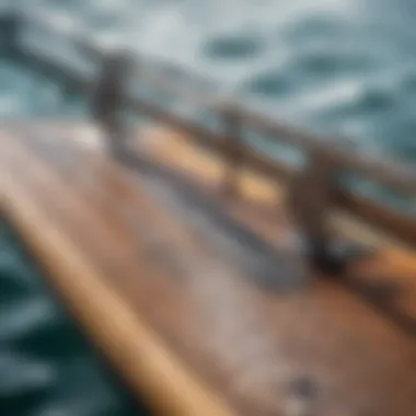 Close-up view of a hydrofoil board's intricate design showcasing its engineering