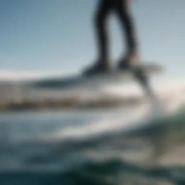 A rider gliding effortlessly above the water on a lift hydrofoil board